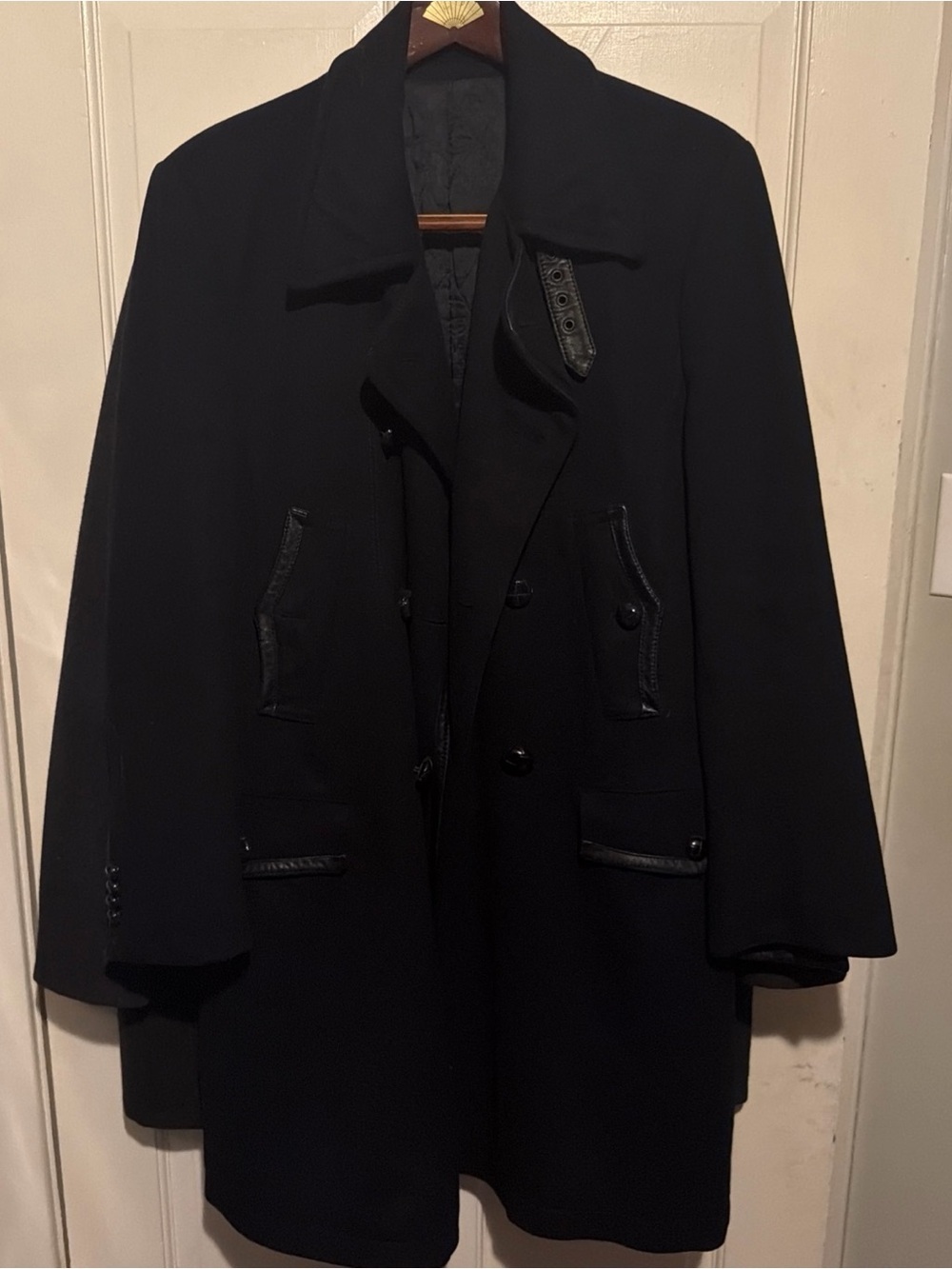 Vintage Men's Dolce & Gabana navy cashmere,wool,sheepskin over coat sz 48/38us